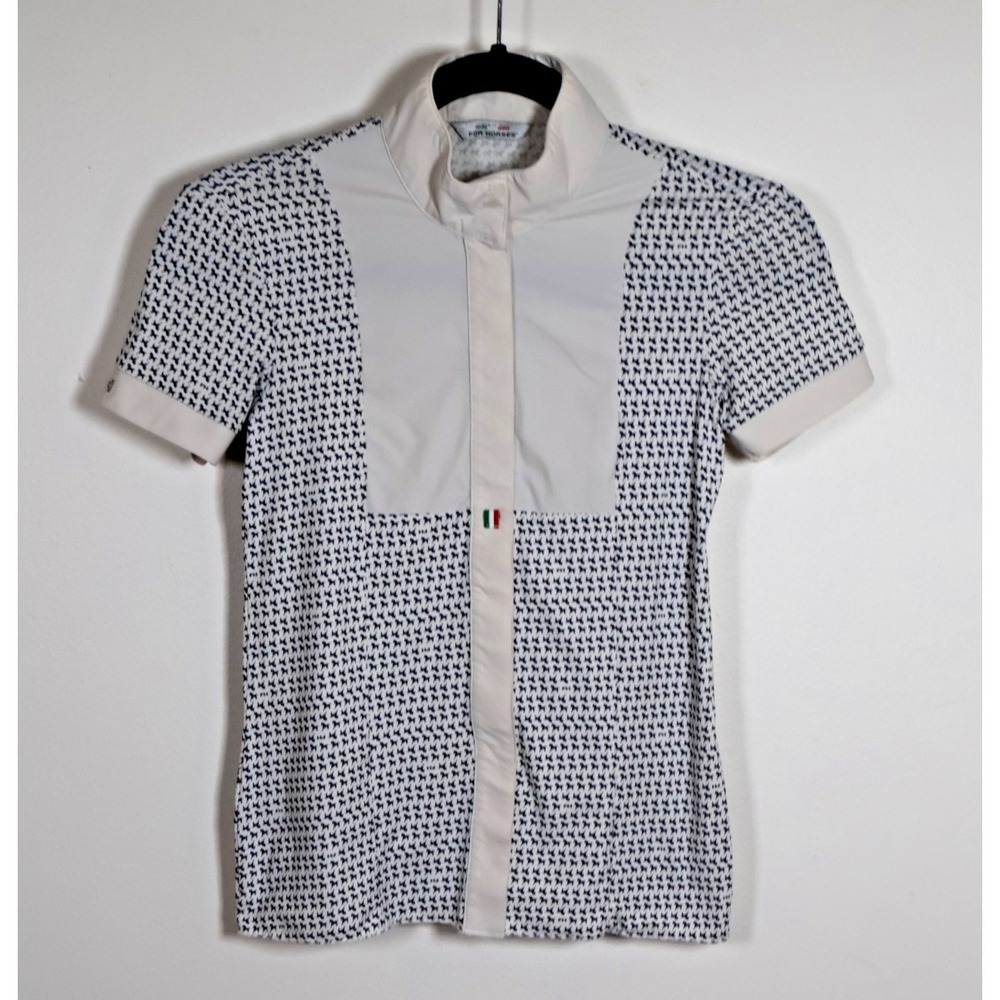 For Horses Shirt Size 12 Made in Italy Riding Show Equestrian
